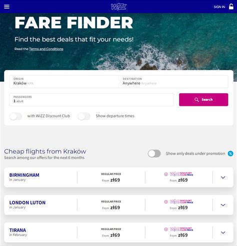 wizzair fare finder